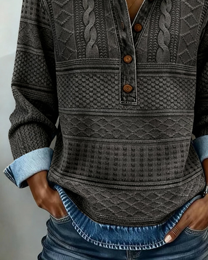 Genevieve Half-Button Collared Top Sweaters for Women — photo 7