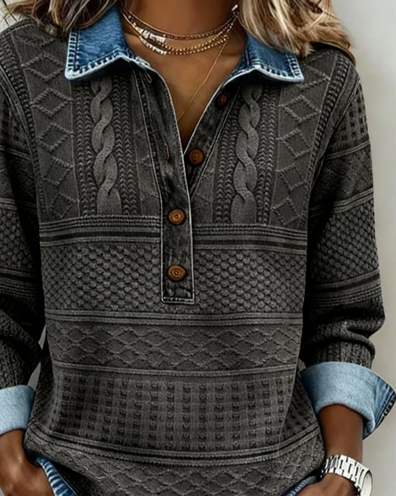 Genevieve Half-Button Collared Top Sweaters for Women — photo 6