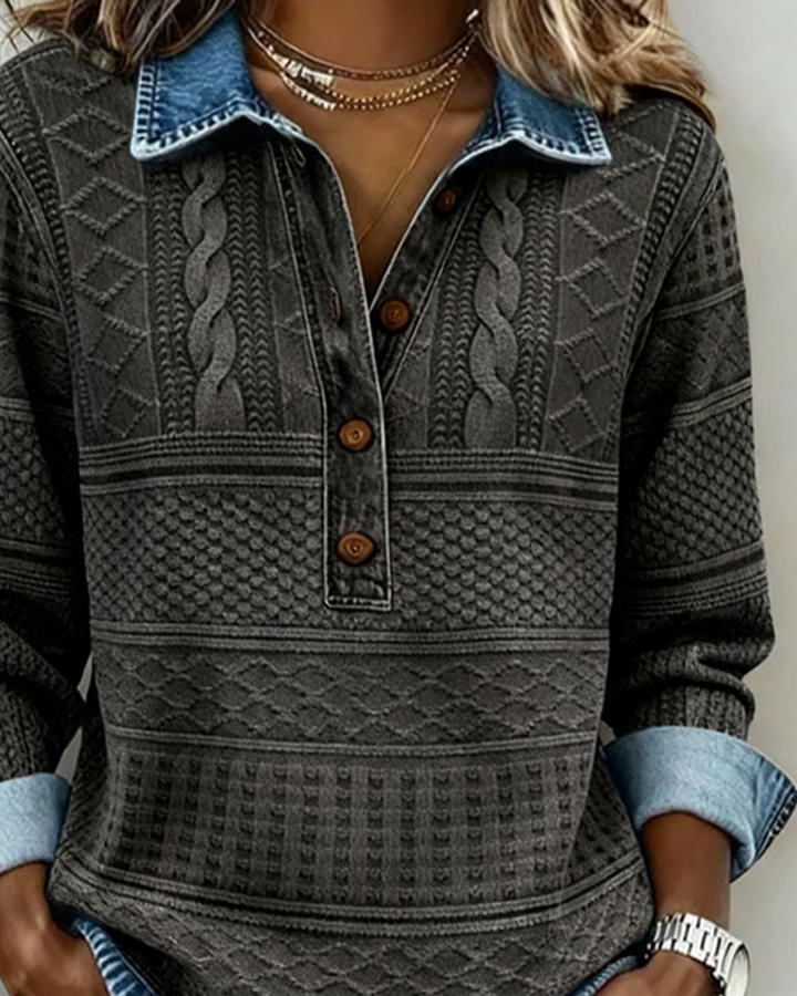 Genevieve Half-Button Collared Top Sweaters for Women — photo 6