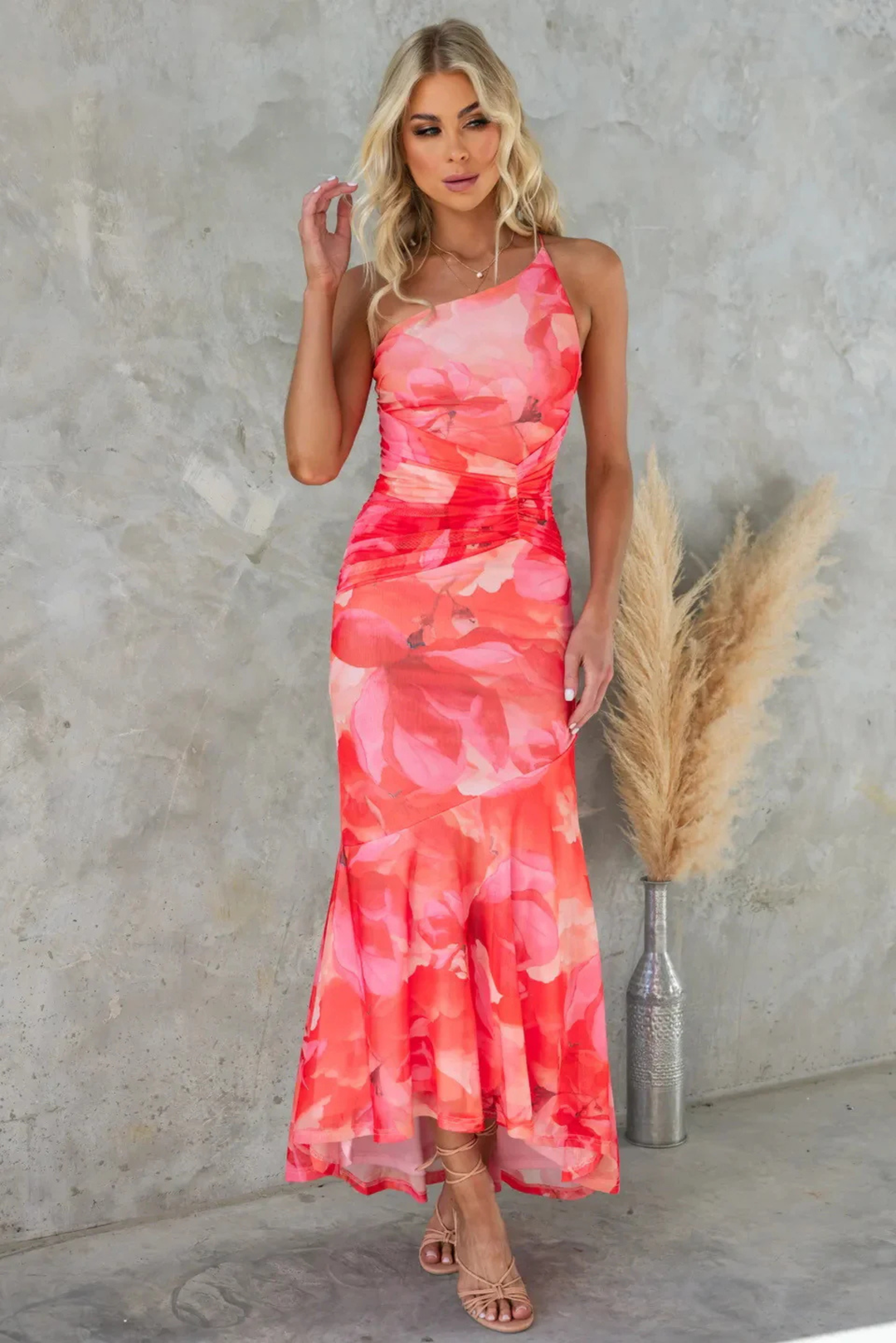 Ffion One-Shoulder Floral Midi Dresses for Women