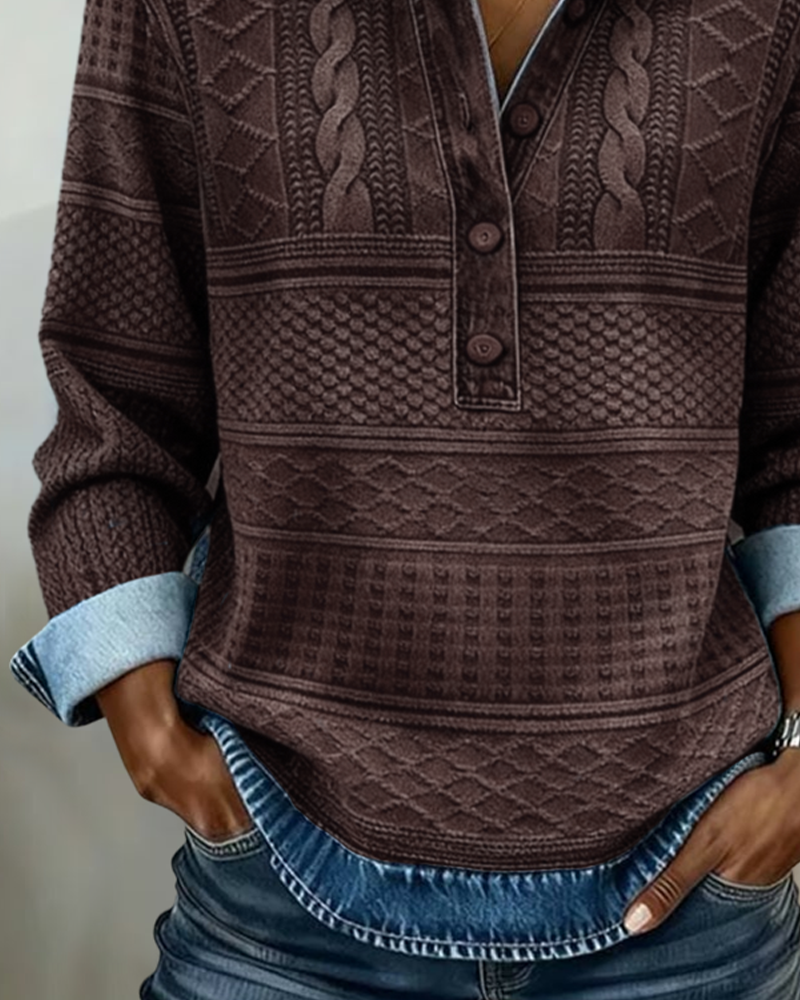 Genevieve Half-Button Collared Top Sweaters for Women — photo 5