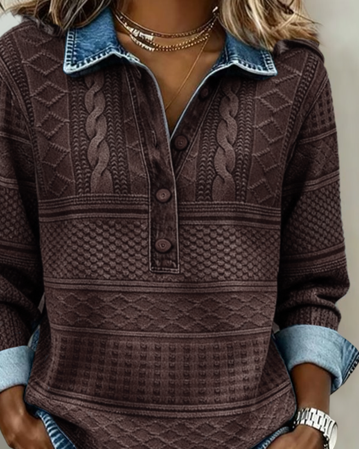 Genevieve Half-Button Collared Top Sweaters for Women — photo 4