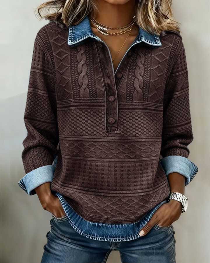 Genevieve Half-Button Collared Top Sweaters for Women — photo 3