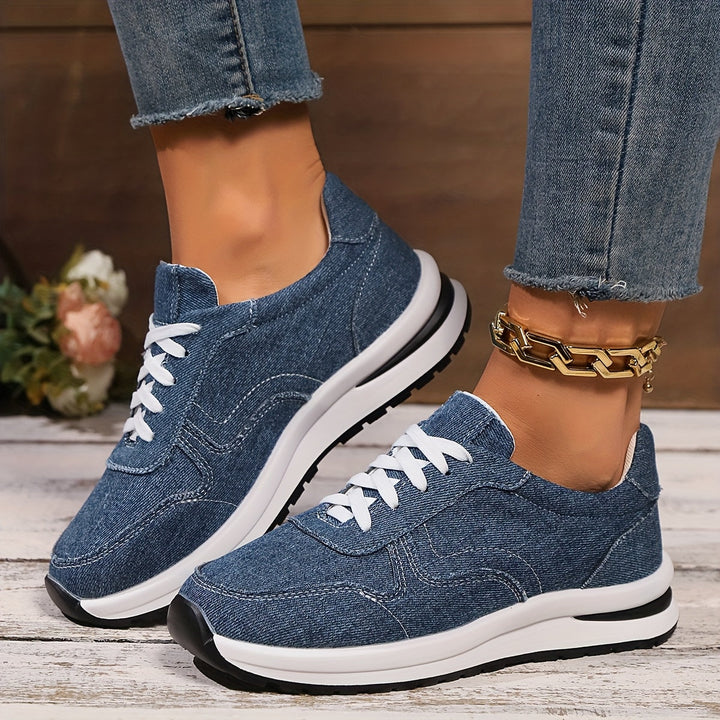 Katinka Denim-Look Cushioned Sneaker Shoes for Women