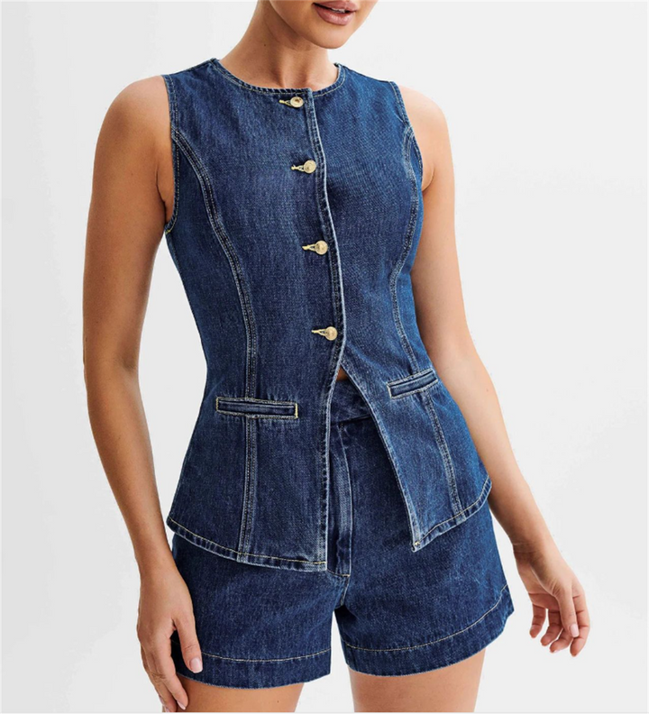 Josephine Sleeveless Denim Two-Piece Sets for Women — photo 2