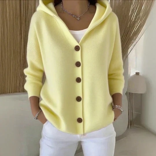 Linnea Hooded Button Front Knit Sweaters for Women — photo 3