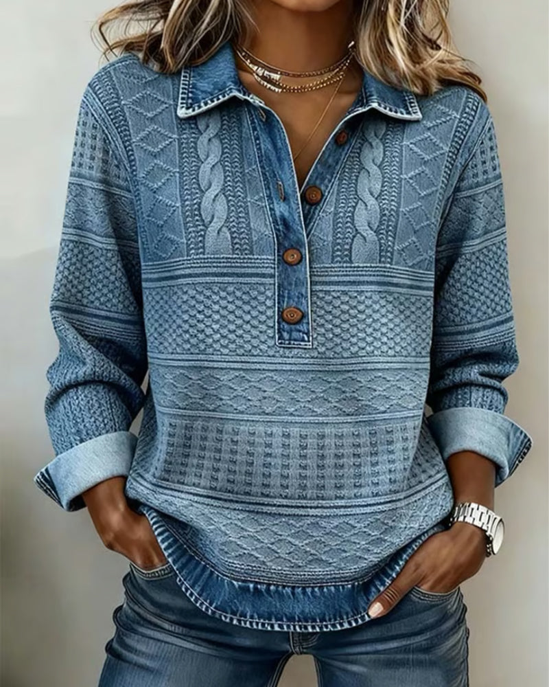 Genevieve Half-Button Collared Top Sweaters for Women