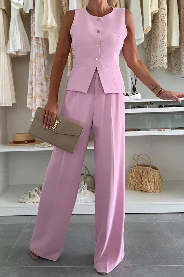 Clover Button-Front Pant Set Sets for Women — photo 7