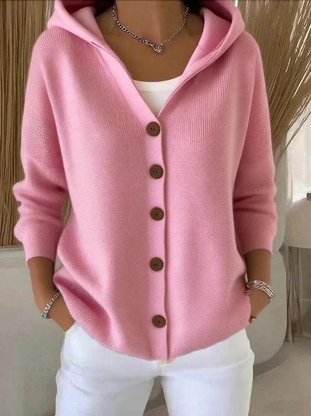 Linnea Hooded Button Front Knit Sweaters for Women — photo 4