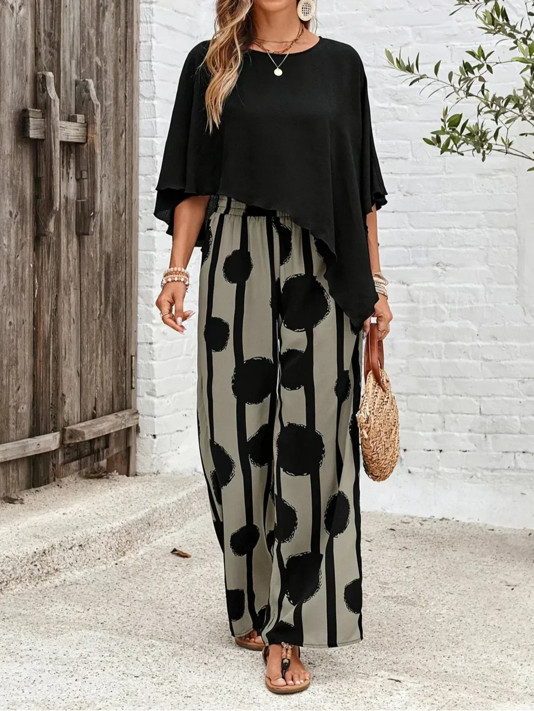 Cecily Elastic Waist Wide-Leg Sets for Women — photo 4