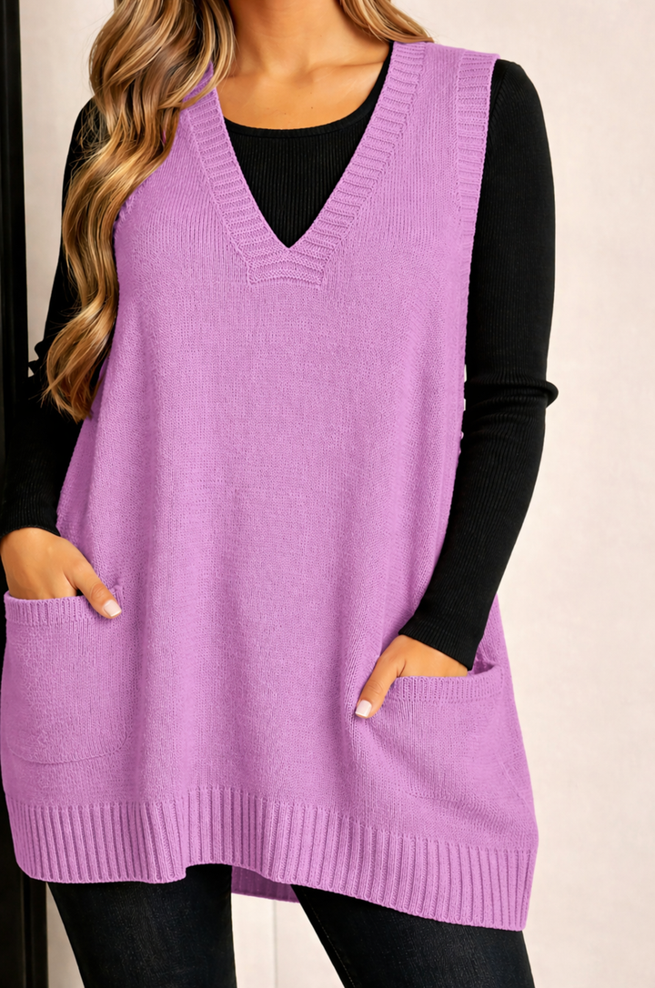 Thomasina V-Neck Knit Layer Sweaters for Women — photo 2