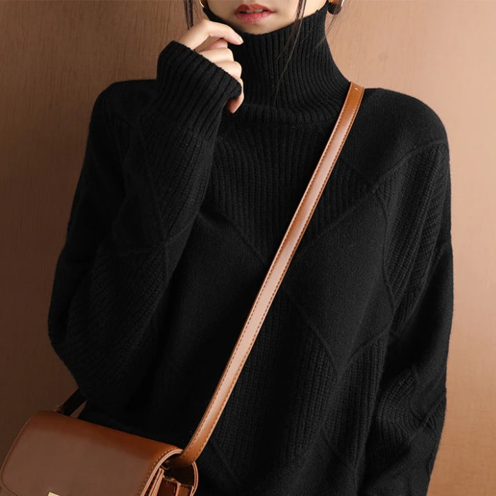 Georgiana Diamond Knit Turtleneck Sweaters for Women — photo 6