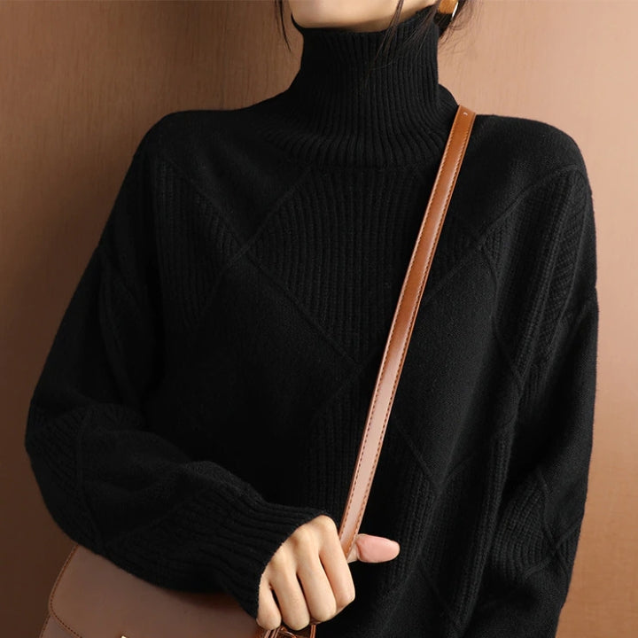Georgiana Diamond Knit Turtleneck Sweaters for Women — photo 7
