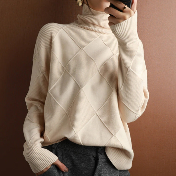 Georgiana Diamond Knit Turtleneck Sweaters for Women — photo 8
