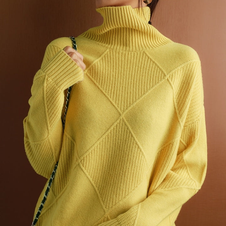 Georgiana Diamond Knit Turtleneck Sweaters for Women