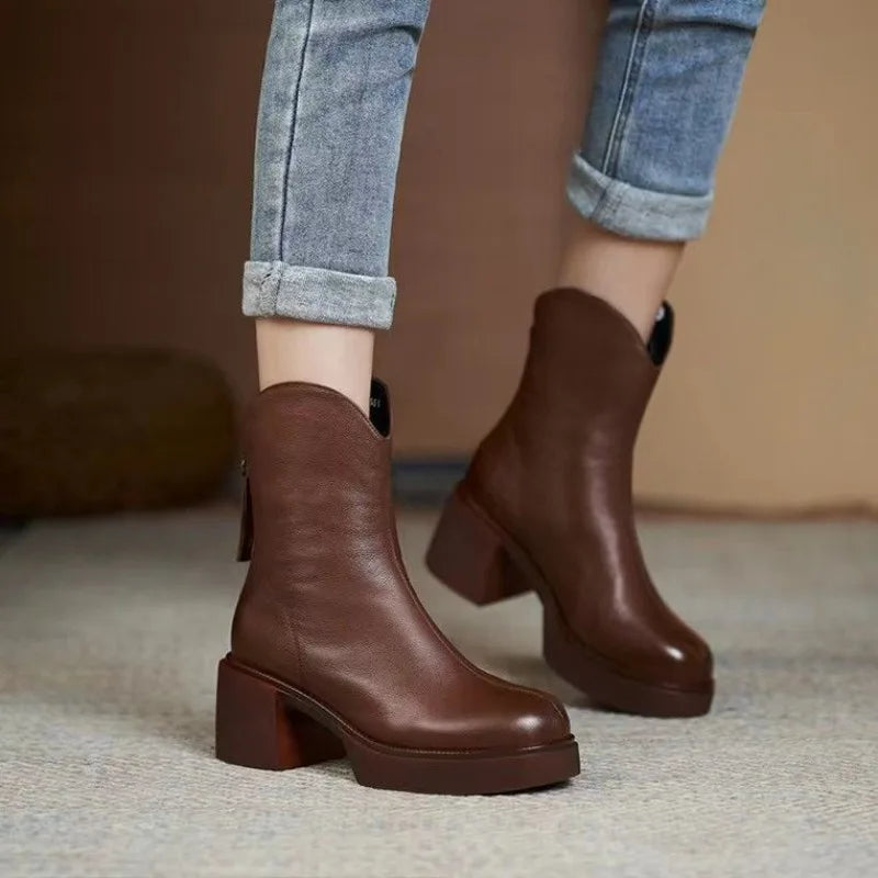 Ysabeau Chunky Heel Ankle Chelsea Boots for Women