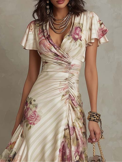 Elena | Floral Wrap Midi Dress