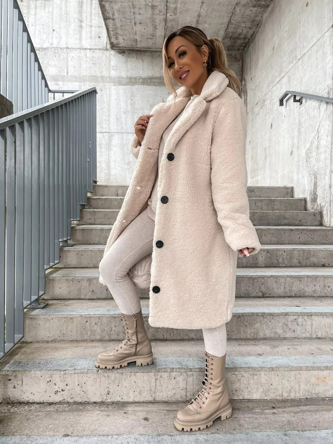Perpetua Plush Velvet Trench Coats for Women — photo 7