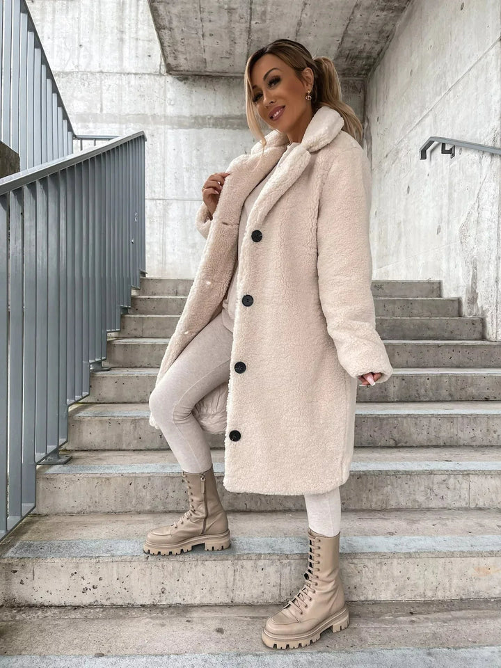 Perpetua Plush Velvet Trench Coats for Women — photo 7