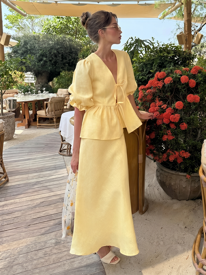 Pearline Puff Sleeve Maxi Duo Sets for Women — photo 4