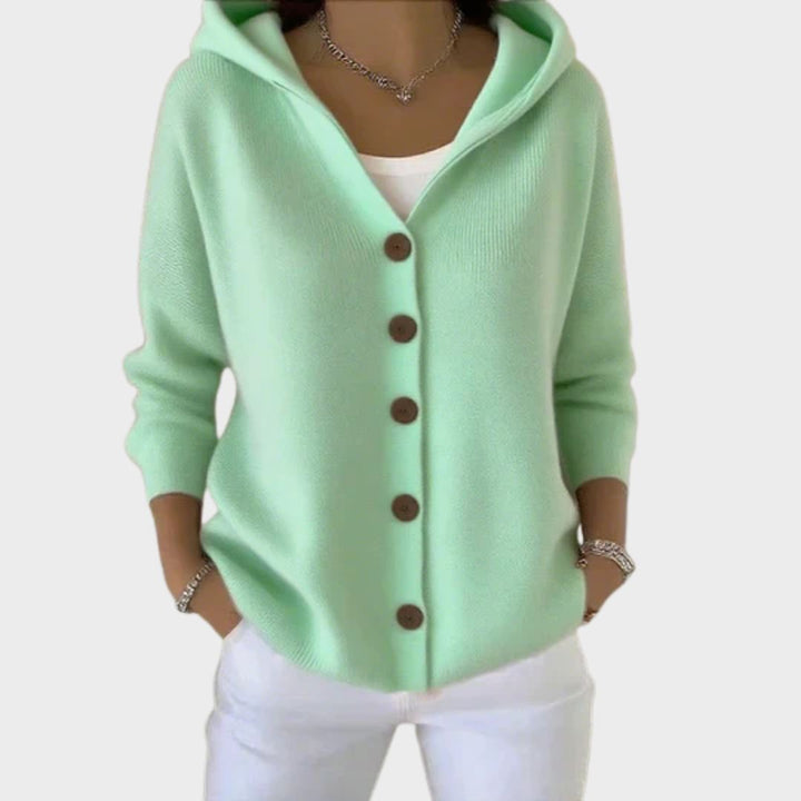 Linnea Hooded Button Front Knit Sweaters for Women