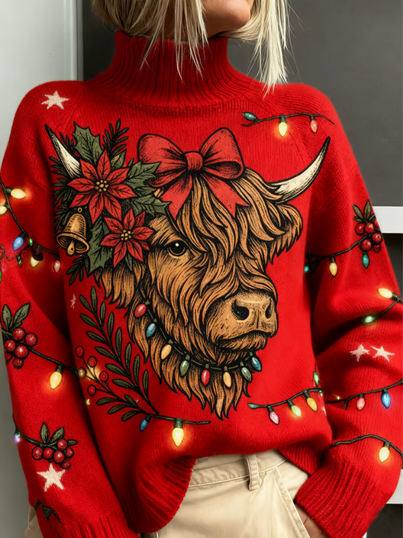 Jocelyn Festive Crew Neck Knit Sweaters for Women