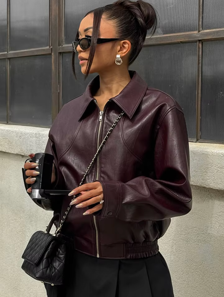 Tabitha Zip Front Bomber Jacket Coats for Women