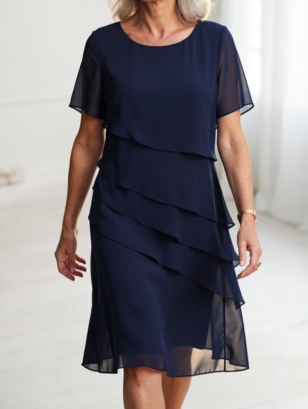 Octavia Asymmetric Tiered Midi Dresses for Women
