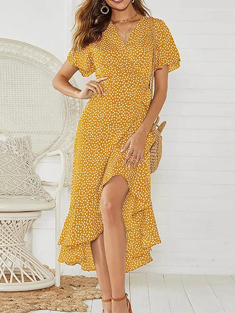 Rosanne Ditsy Floral Wrap Midi Dresses for Women — photo 3