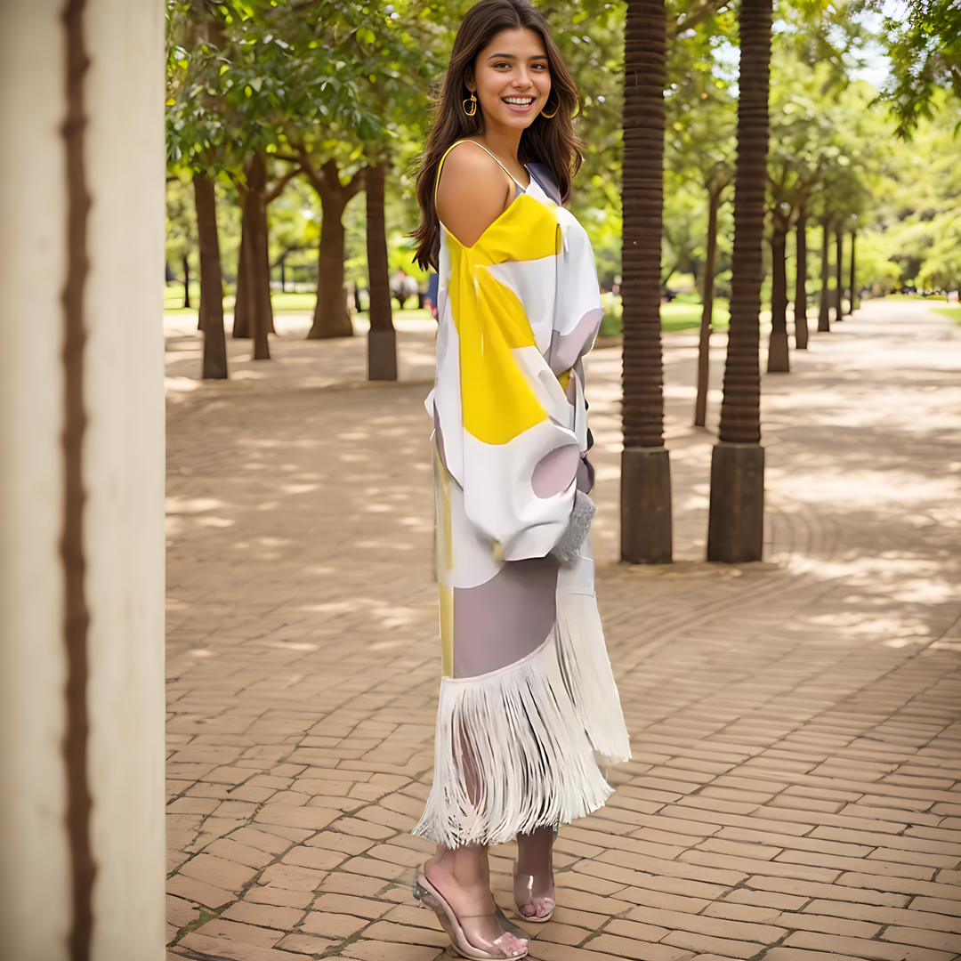Ulla One-Shoulder Fringed Midi Dresses for Women — photo 4
