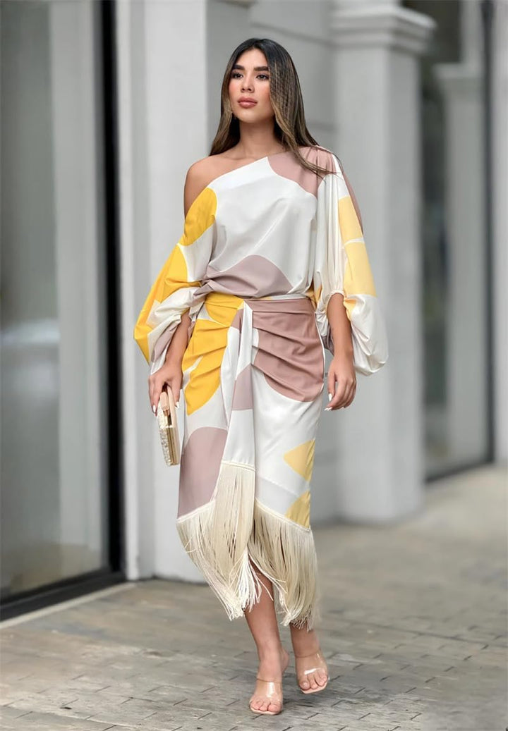 Ulla One-Shoulder Fringed Midi Dresses for Women — photo 5