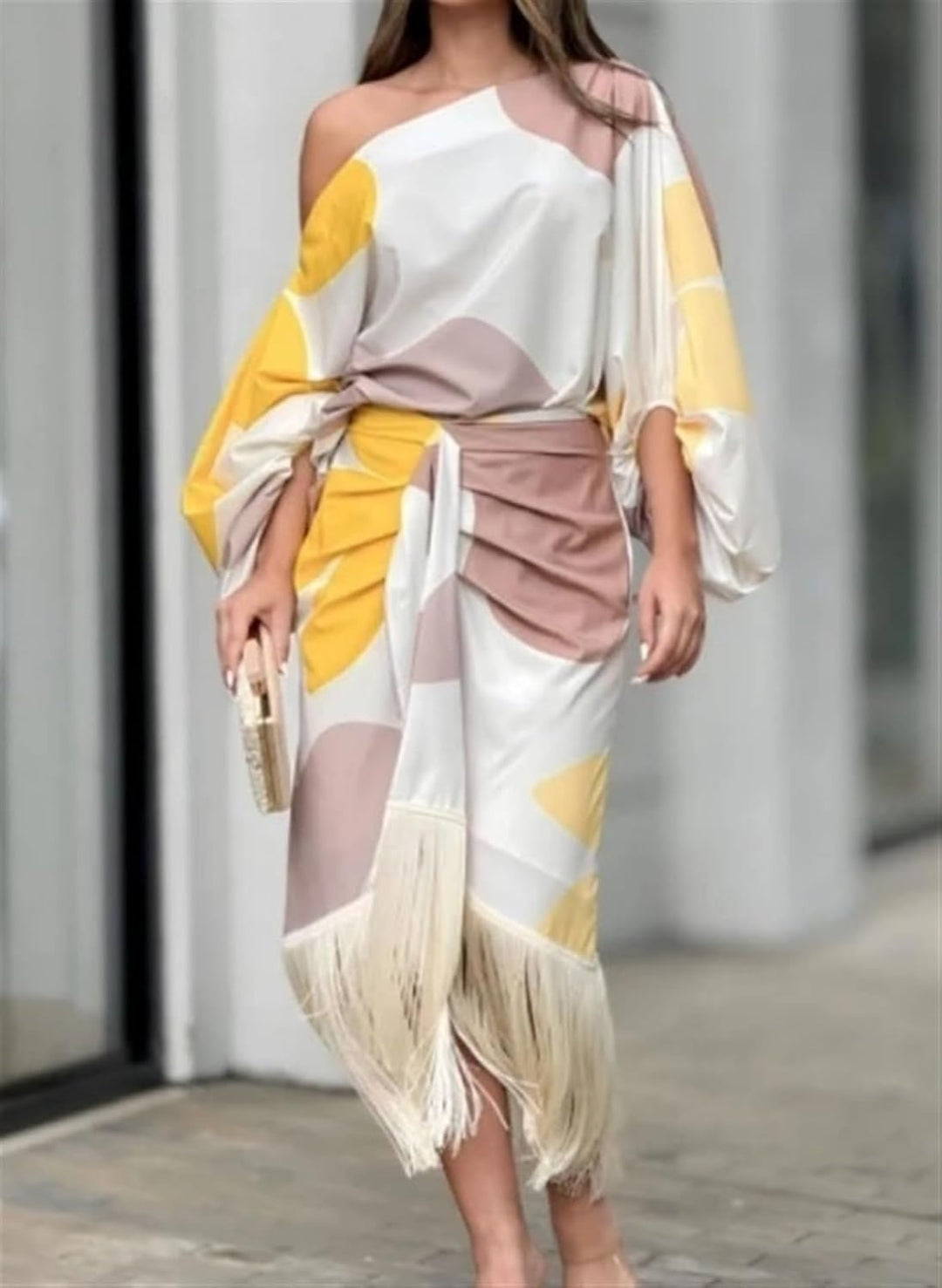 Ulla One-Shoulder Fringed Midi Dresses for Women — photo 6