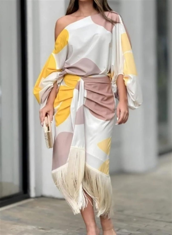 Ulla One-Shoulder Fringed Midi Dresses for Women — photo 6