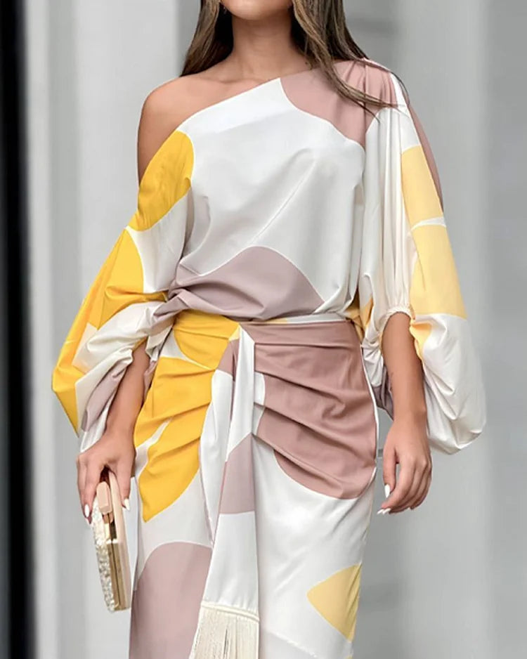 Ulla One-Shoulder Fringed Midi Dresses for Women — photo 7