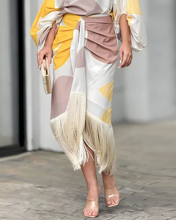 Ulla One-Shoulder Fringed Midi Dresses for Women — photo 8