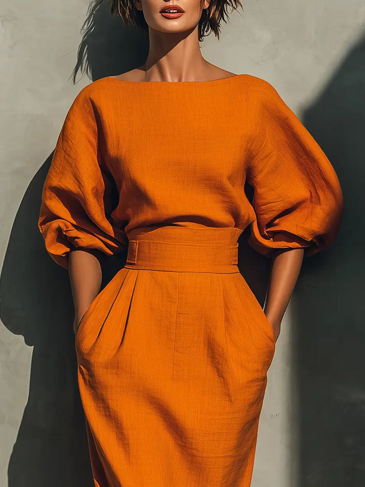 Rosalie Puff Sleeve Midi Two-Piece Sets for Women — photo 4