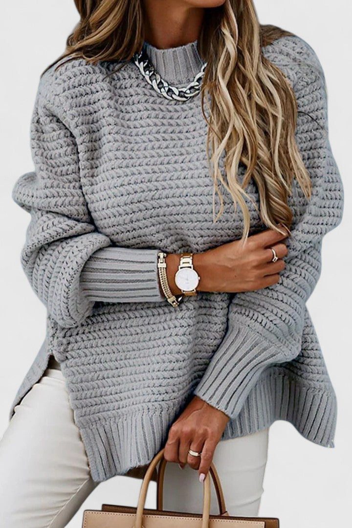 Margarethe Waffle Knit Mock Neck Sweaters for Women
