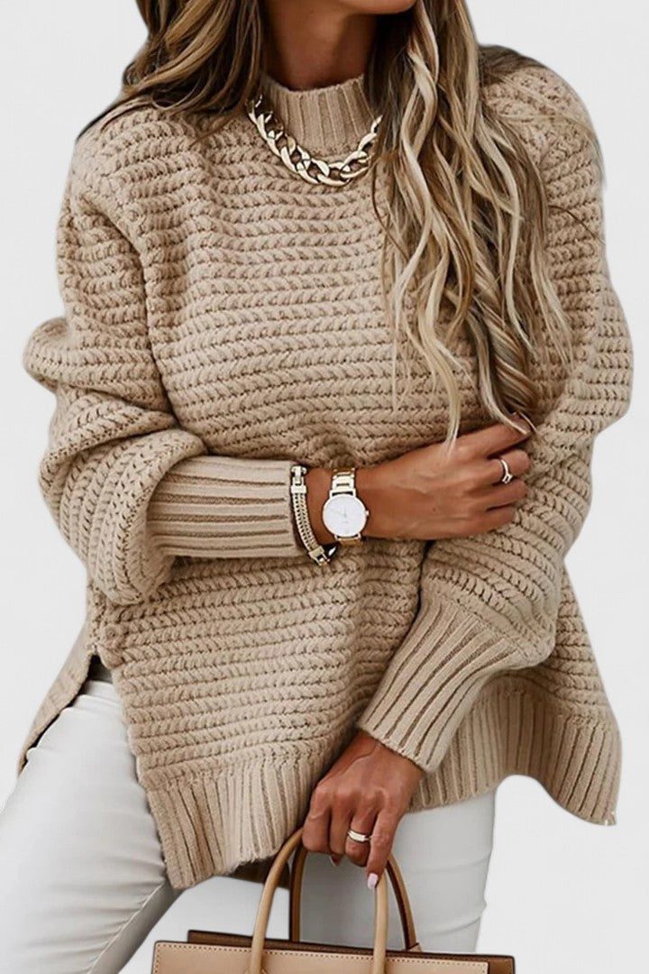 Margarethe Waffle Knit Mock Neck Sweaters for Women — photo 4