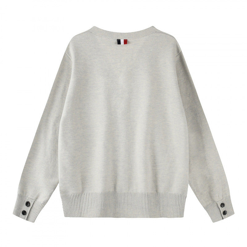 Assunta | Women's Cozy Oversize V‑Neck Knitted Cardigan with Button Placket and Side Press Buttons — 2