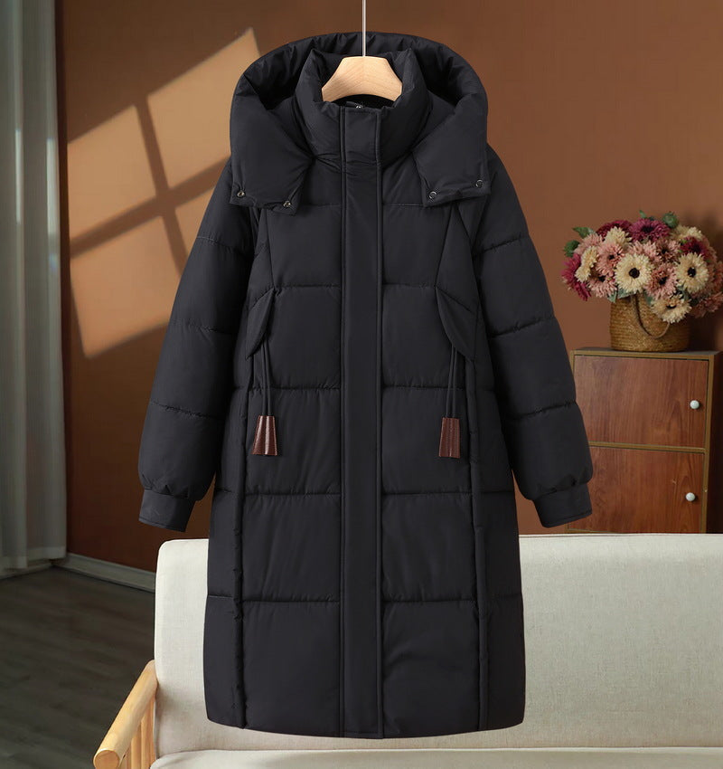 Auralisse | Women's Long Padded Puffer Coat with Hood and Toggle Drawstrings — 1