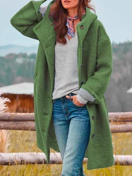 Auralyn | Women's Oversized Hooded Long Teddy Coat — Green
