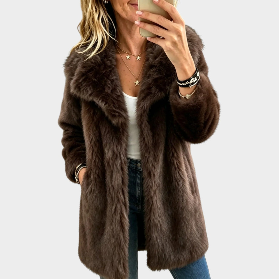Aurelia | Women's Faux Fur Coat Plush Notch Lapel — 1