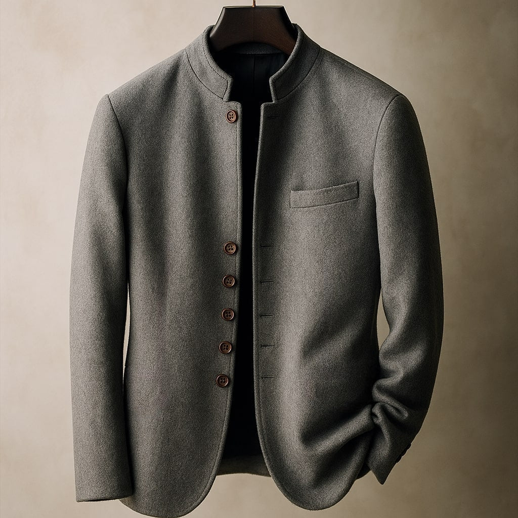 Aurelisse | Women's Fit-and-Flare High-Neck Understated Coat — Gray