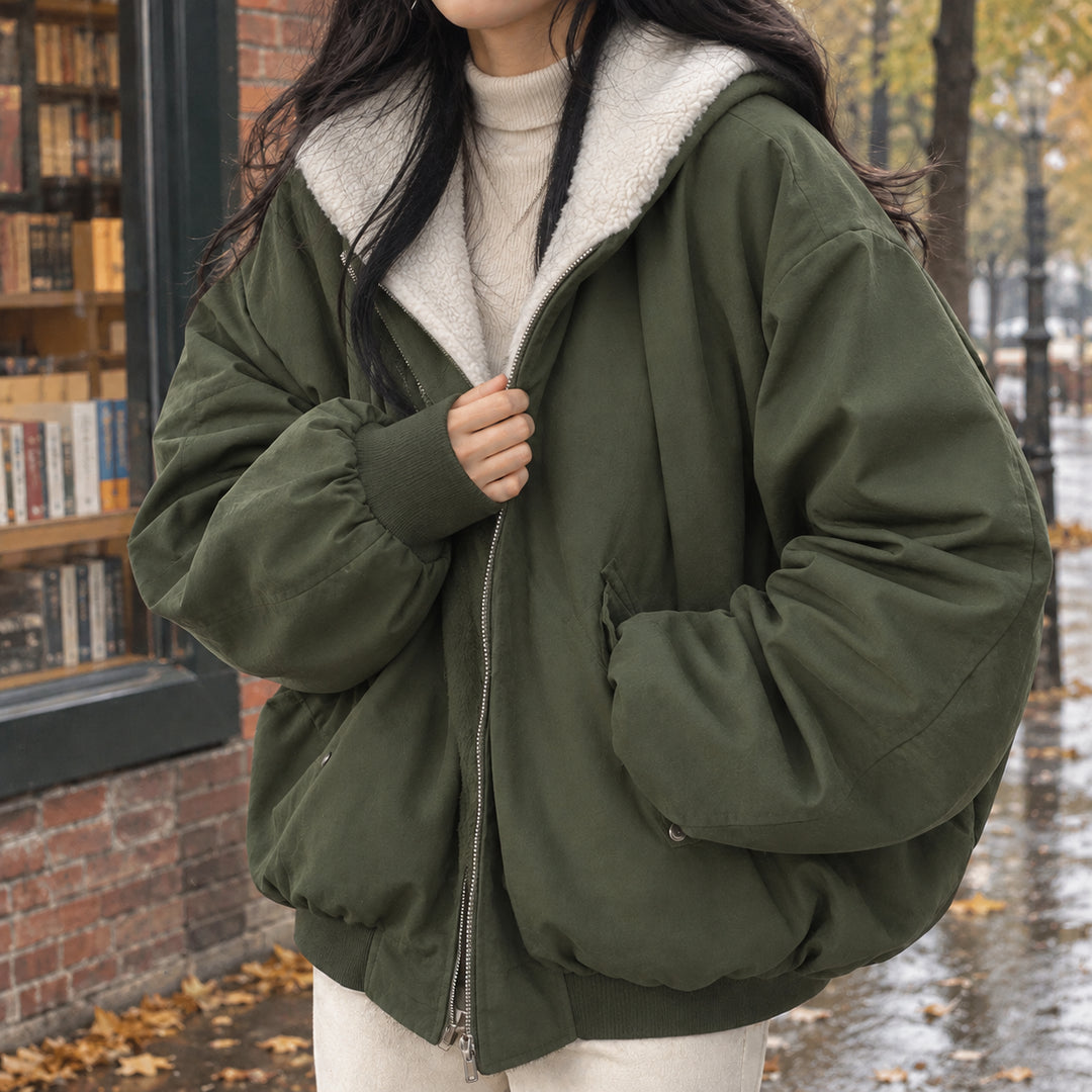 Austin | Women's Oversized Bomber Jacket — Army Green