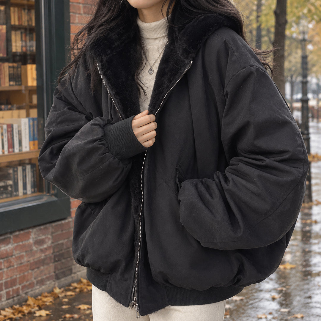 Austin | Women's Oversized Bomber Jacket — Black