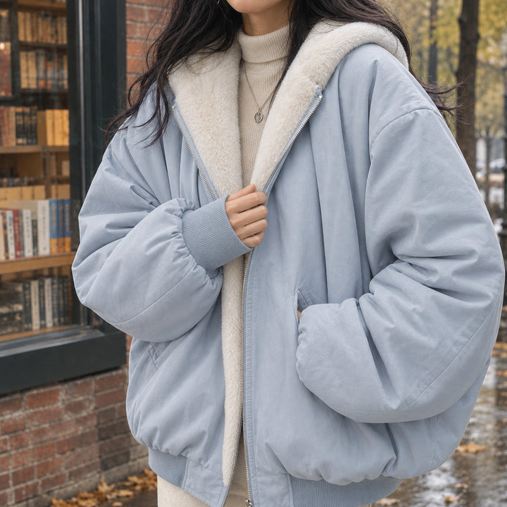 Austin | Women's Oversized Bomber Jacket — Blue
