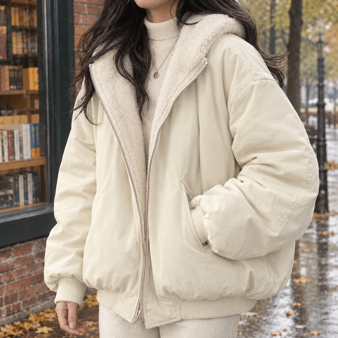 Austin | Women's Oversized Bomber Jacket — Cream