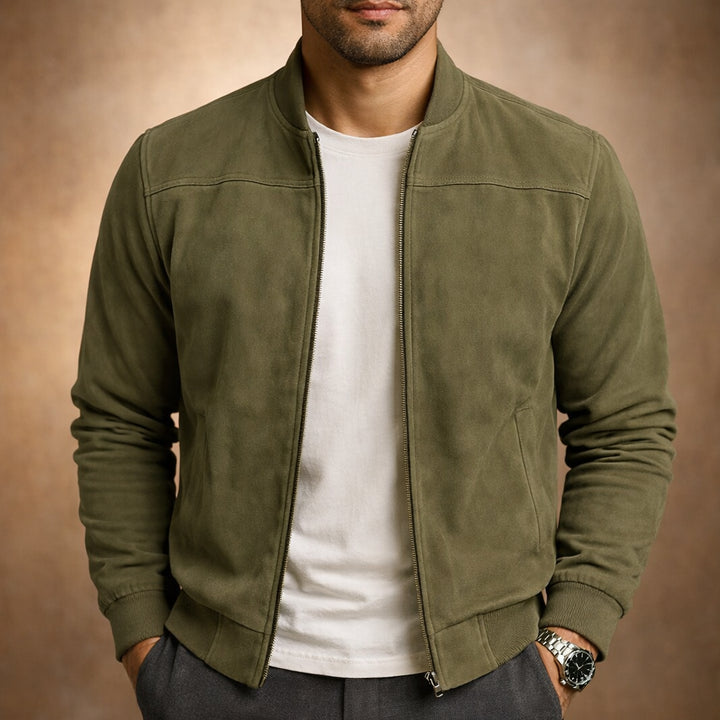 Avalisse | Women's Suede Bomber Jacket — Green