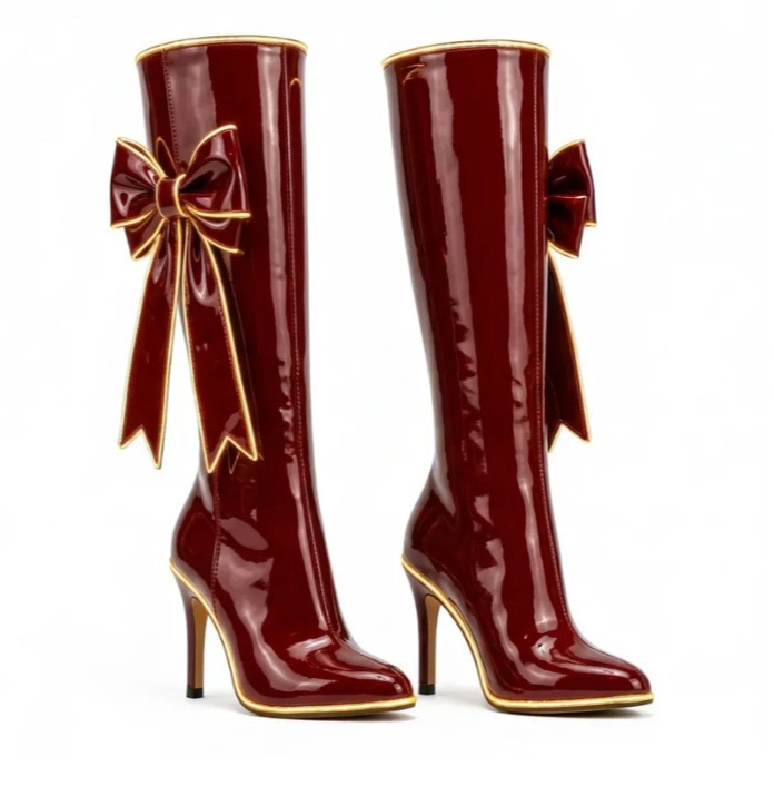Avelinae | Women's Bow Knee-High Heeled Boots — 1