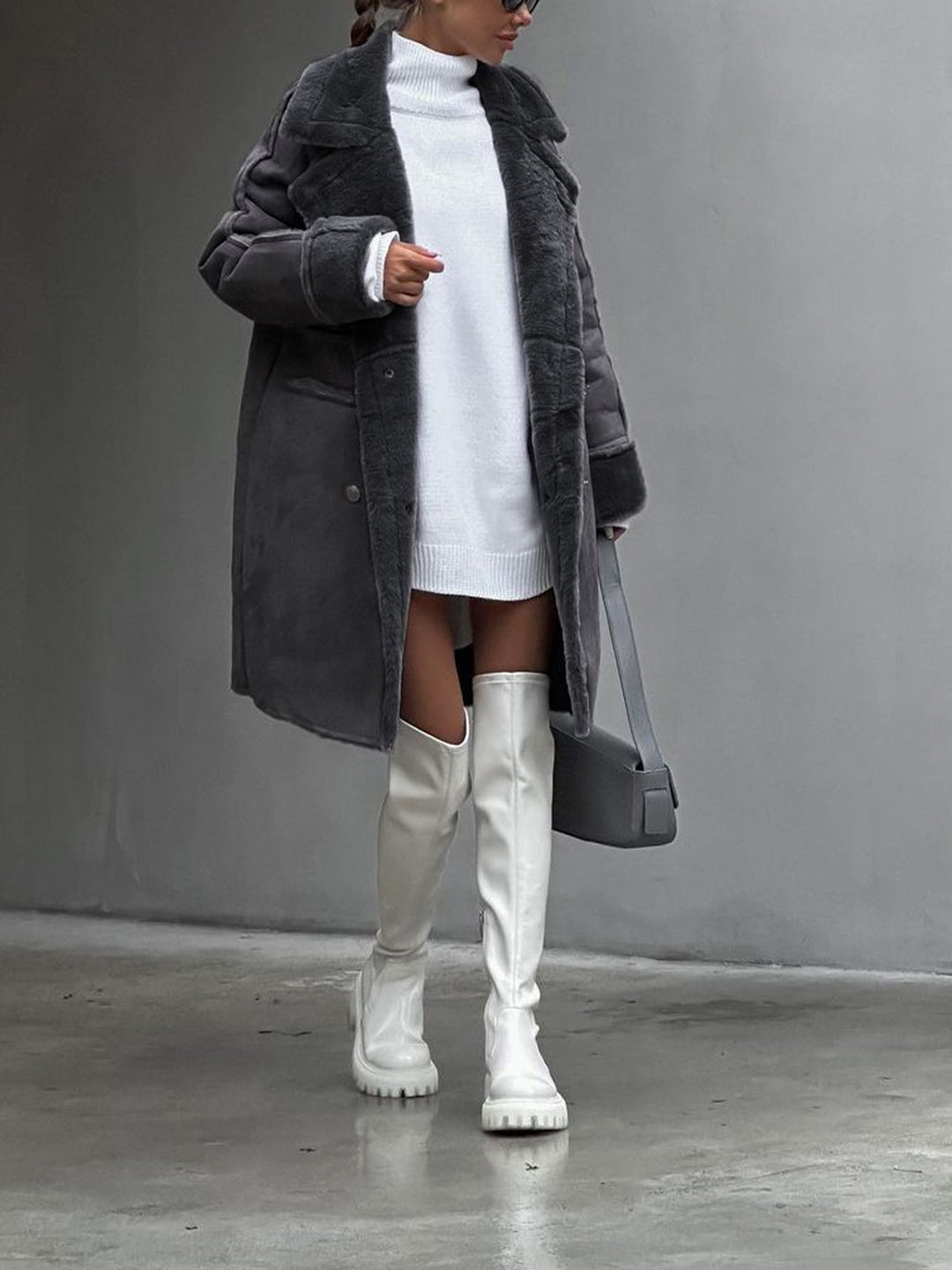 Avis | Women's Oversized Long Coat — Gray